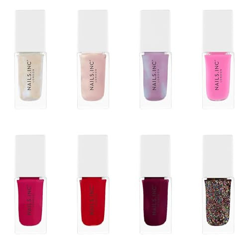 Nails Inc 8 Days Of Nails Nail Polish Set Limited Edition Holiday Stocking Stuffer Women & Girls Quick Dry Air Dry High Shine Long Lasting Ultra Glossy Manicure Trendy 8 Piece Set