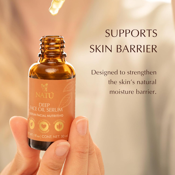 Nat Botanicals Deep Face Oil Serum For Normal & Dry Skin - Rich Botanical Face Serum With Coconut & Avocado Oil For Vitamin E - Nourishing Naturally Scented And Clean Beauty 1 Fl Oz