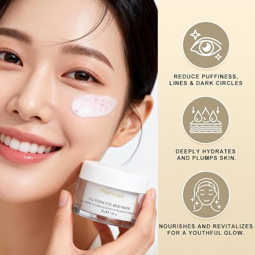 Natener 5% Pdrn Eye Cream Clay Mask Diy Under Eye Patches For Puffy Eyes Dark Circles & Wrinkle Custom Fit On All Face | Caffeine Retinol Collengen Peptides Hyaluronic - Korean Popular Eyecare - 1.06Oz