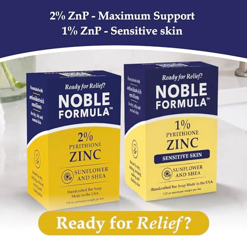 Noble Formula 2% Pyrithione Zinc Soap Bar With Sunflower Oil & Shea Butter Face Body & Scalp Cleansing Bar For Dry & Problem-Prone Skin - No Palm Oil Vegan Formula Handmade In The Usa 3.25 Oz