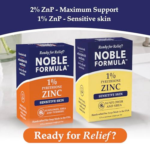 Noble Formula 1% Pyrithione Zinc Soap Bar With Sunflower Oil Shea Butter & Turmeric Face Body & Scalp Gentle Cleansing Bar For Uneven Tone & Sensitive Skin Vegan Handmade In The Usa 3.25 Oz