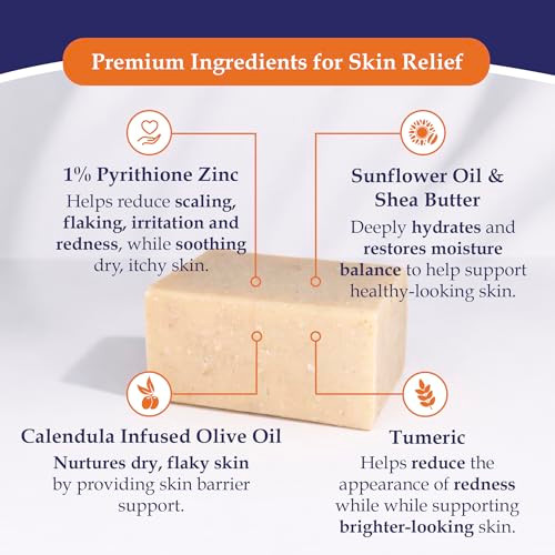 Noble Formula 1% Pyrithione Zinc Soap Bar With Sunflower Oil Shea Butter & Turmeric Face Body & Scalp Gentle Cleansing Bar For Uneven Tone & Sensitive Skin Vegan Handmade In The Usa 3.25 Oz