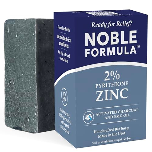 Noble Formula 2% Pyrithione Zinc Activated Charcoal Soap Bar With Emu Oil Face Body & Scalp Deep Cleansing Bar For Oily Flaky Itchy & Problem-Prone Skin Handmade In The Usa 3.25 Oz