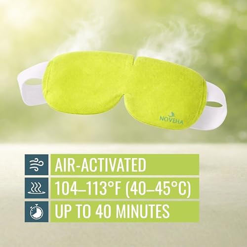 Noveha Self Heating Steam Eye Mask For Dry Eyes Air-Activated Steam Eye Mask Warm Compress For Ease Daily Strain Eye Relaxation Travel & Spa Use Soothing Moist Heat For Tired & Stressed Eyes