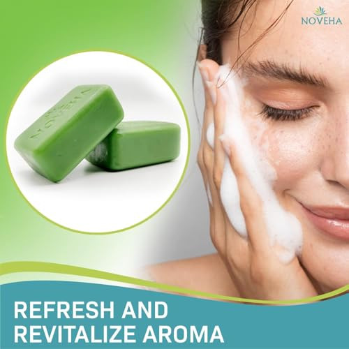Noveha Tea Tree Handmade Soap Bar | Therapeutic Skincare For Face Eyelid Irritation Itchy & Flaky Skin Dryness With Organic Ingredients For All Skin Types Cleanses & Moisturizes Face (6 Pack)