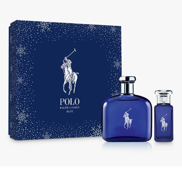 Polo Blue 2 Pcs Set: 4.2 Eau De Toilette Spray + 1 Oz Eau De Toilette Travel Spray (Hard Box)