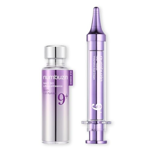 Numbuzin No.9 Nad+ Lifting & Wrinkle Care Set | Nad+ Bio Lifting-Sil Essence + Retinol Volumetox Eye Cream | Firming Reduce Wrinkles Fine Lines | Peptides | Serum For Sagging Aging Dull Skin
