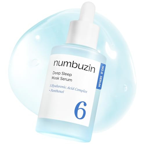 Numbuzin No.6 Serum | Deep Sleep Mask Serum | Iceland Glacier Water For Instant And Long-Lasting Hydration With Hyaluronic Acid & Niacinamide | Korean Skincare For Dry Skin | 1.69 Fl. Oz.