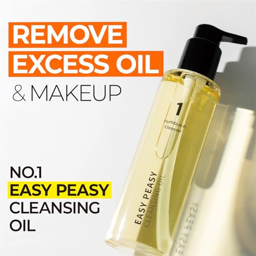 Numbuzin No.1 Easy Peasy Cleansing Oil Lightweight Makeup Remover & Facial Cleanser Waterproof Makeup & Blackhead Care Corn & Macadamia Seed Oil Fragrance-Free 6.76 Fl Oz