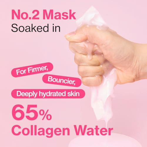 Numbuzin No.2 Sheet Mask | Rose Pdrn Collagen Plumping Sheet Mask | Korean Mask For Face | Brightening Hydrating Firming And Moisturizing | Collagen Peptides Pdrn | 4Ea