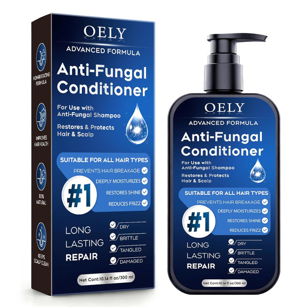 Oely Antifungal Shampoo & Conditioner Set: For Folliculitis Scalp Psoriasis & Seborrheic Dermatitis Relieves Redness Itching Flaking & Dryness Strengthens Repairs & Boosts Shine - 20.28 Fl.Oz