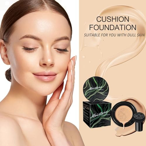 Oetuiow Mushroom Head Air Cushion Cc Cream With Setting Powder Makeup Set Blurs Fine Lines & Imperfections Controls Shine & Smooths Complexion Even Skin Tone For All Skin Types For Women (Natural)