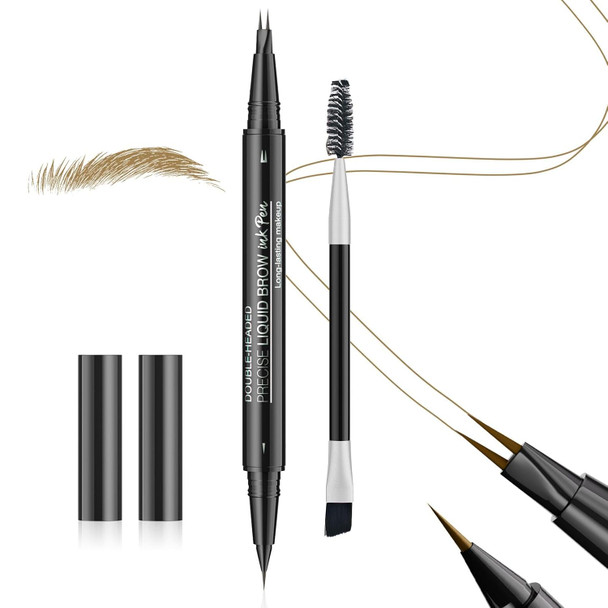 Oetuiow Eyebrow Pen Dual-Ended Brow Pencil With 2-Fork Tip & Precise Brush-Tip Eyebrow Pencil For Women Waterproof Long-Lasting Natural Brow Tint (Light Brown)