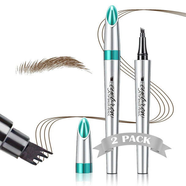Oetuiow Eyebrow Pencil Eyebrow Microblading Pen Micro 4 Point Brow Pen Lift & Snatch Eyebrow Eye Makeup Long-Lasting Waterproof & Smudge-Proof Natural Eyebrow Hair (Light Brown)