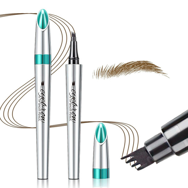 Oetuiow Eyebrow Microblading Pen With 4 Point Brow Pen Lift & Snatch Microblading Long-Lasting Waterproof Natural Eyebrow Hair (Black)