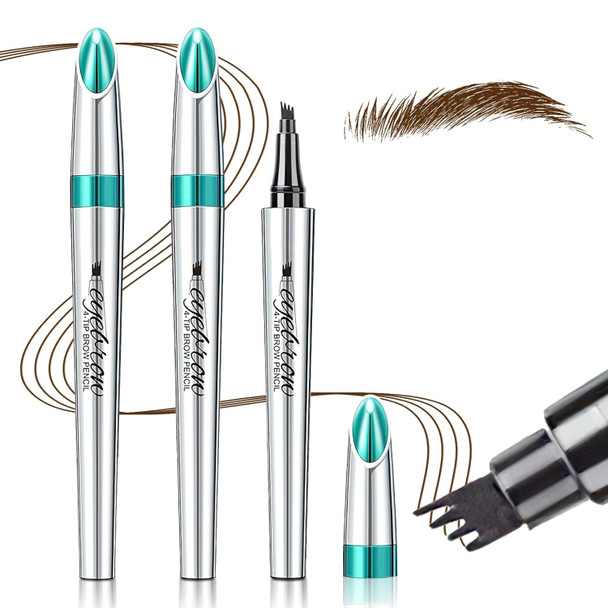 Oetuiow Eyebrow Microblading Pen With 4 Point Brow Pen Lift & Snatch Microblading Long-Lasting Waterproof Natural Eyebrow Hair (Dark Brown)