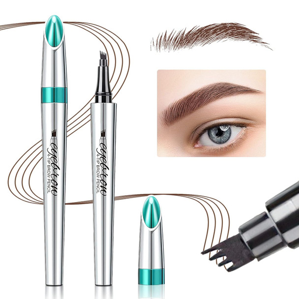 Oetuiow Eyebrow Microblading Pen With 4 Point Brow Pen Lift & Snatch Microblading Long-Lasting Waterproof Natural Eyebrow Hair (Light Brown)