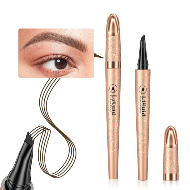 Oetuiow Eyebrow Pencil Microblading Pen 4 Point Brow Pen Lift & Snatch Waterproof & Long-Lasting Dark Brown