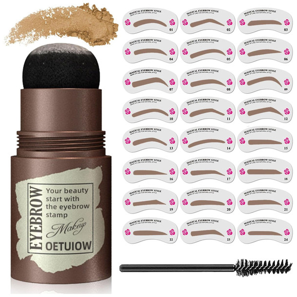 Oetuiow Eyebrow Stamp And Eyebrow Stencil Kit Eye Brow Stencil Kit For Beginners 24 Reusable And Washable Eyebrow Shaping Kit Brow Stencil And Stamp Kit Smudge-Proof & Long-Lasting (Blonde)