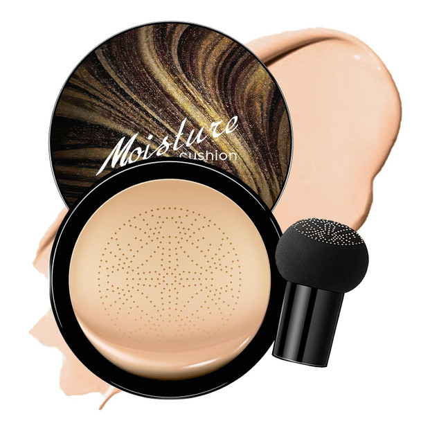 Oetuiow Mushroom Head Air Cushion Cc Cream - Tattoo Cover Up Makeup Waterproof For Mature Skin Moisturizing Concealer Brighten Long-Lasting Gold Packaging (Natural 3.21 Ounce (Pack Of 1))
