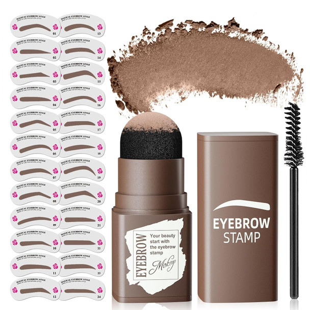 Oetuiow Eyebrow Stamp Stencil Kit - Eye Brow Stencil Kits With Eyebrow Blush Long-Lasting Waterproof & Smudge-Proof Eyebrow Shaping Kit With 24 Reusable Eyebrow Stencils For Perfect Brow (Dark Black)