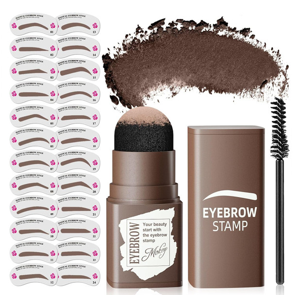 Oetuiow Eyebrow Stamp Stencil Kit - Eye Brow Stencil Kits With Eyebrow Blush Long-Lasting Waterproof & Smudge-Proof Eyebrow Shaping Kit With 24 Reusable Eyebrow Stencils For Perfect Brow (Dark Black)