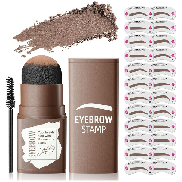 Oetuiow Eyebrow Stamp Stencil Kit - Eye Brow Stencil Kit For Beginners Brow Stencil And Stamp Kit Long-Lasting Smudge-Proof & Waterproof 24 Reusable Eyebrow Shapes Stencils For Perfect Brow (Blonde)
