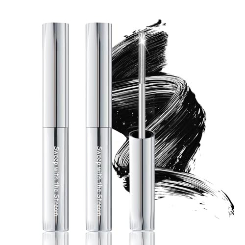 Okerker 2Pcs Black Washable Metal Mascara Wand Waterproof Iron Wand Mascara Washable Natural Length Slim Volume Buildable Formula Separated Lashes Long Lasting Smudge-Proof No Flaking Tint