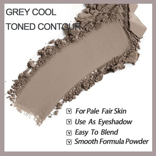 Okerker Cool Toned Contour Palette With Mirror Taupe Grey Contour Powder For Pale Light Cool Toned Skin Nose Contouring Bronzer Powder