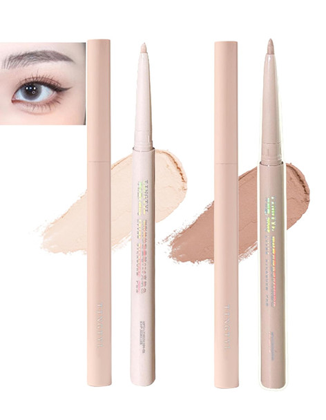 Okerker Under Eye Highlighter Brightener Makeup Stick Eyeliner Eye Bigger Enhancing Lying Silkworm Pencil Highlight & Contouring Stick Silky-Smooth Long-Lasting Smudge-Proof For Tear Drop 2Pcs