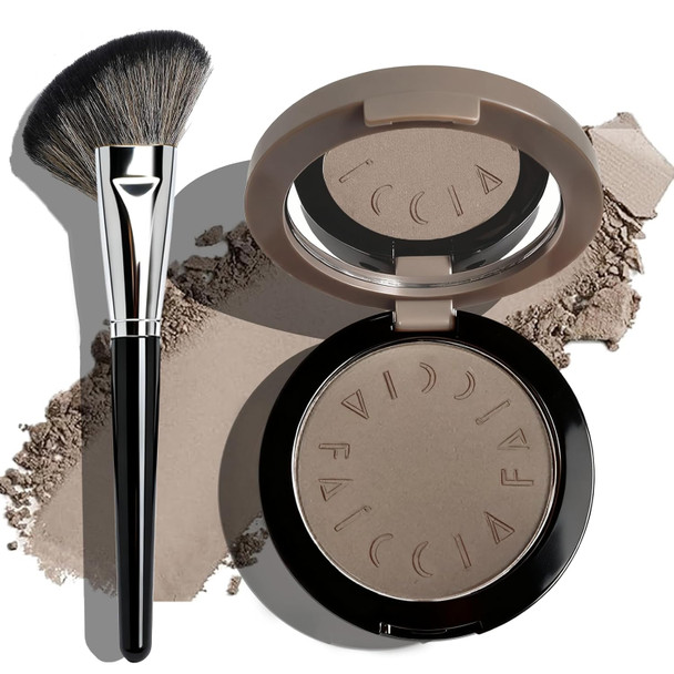 Okerker Cool Toned Contour Palette With Mirror Taupe Grey Contour Powder For Fair Pale Light Cool Toned SkinNeutralizes Redness No Orange Nose Contouring Bronzer Powder With Nose Contour Brush