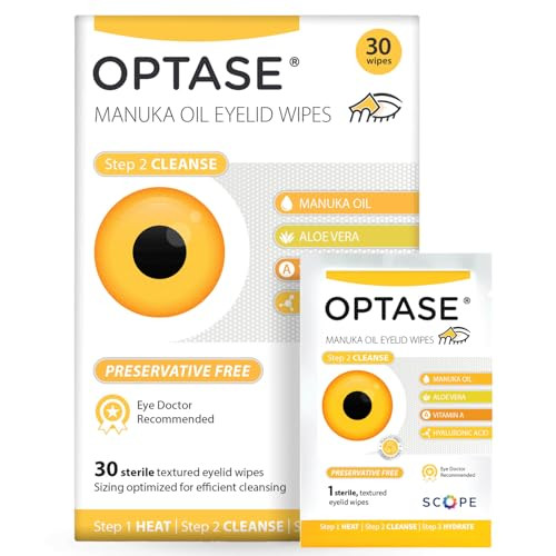 Optase Manuka Oil Eyelid Wipes 30 Count Eyelid Cleansing Wipes With Natural Manuka Oil Preservative-Free Formula For Daily Hygiene And Eye Lid Comfort - Doctor Recommended Eye Lid Cleaning