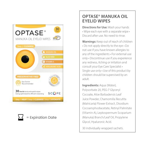 Optase Manuka Oil Eyelid Wipes 30 Count Eyelid Cleansing Wipes With Natural Manuka Oil Preservative-Free Formula For Daily Hygiene And Eye Lid Comfort - Doctor Recommended Eye Lid Cleaning