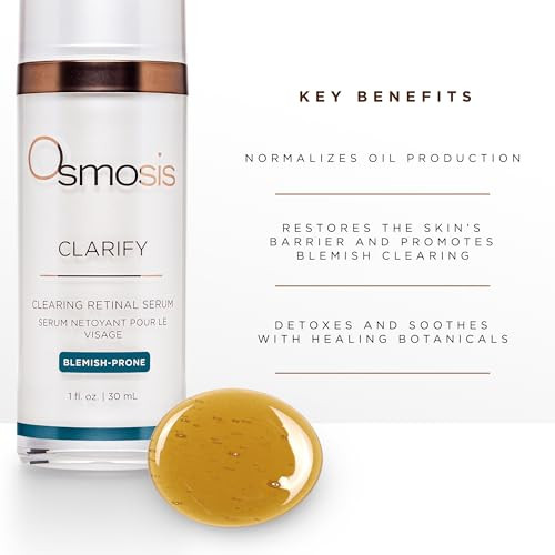 Osmosis Omsosis Clarify Clearing Retinal With Vitamin A Serum Calms And Soothes For Acne Pigmented Oily And Blemish-Prone Skin 1 Fl Oz