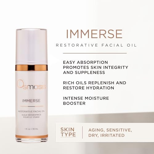 Osmosis Immerse Restorative Hydrating Facial Oil With Emu And Raspberry Seed Oil And Calendula Flower 1 Fl Oz