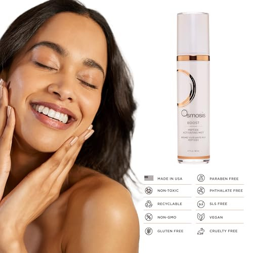 Osmosis Boost Peptide Activating Hydrating Facial Mist With Hyaluronic Acid For Aging Pigmented Sensitive And Dry Skin 2.7 Fl Oz