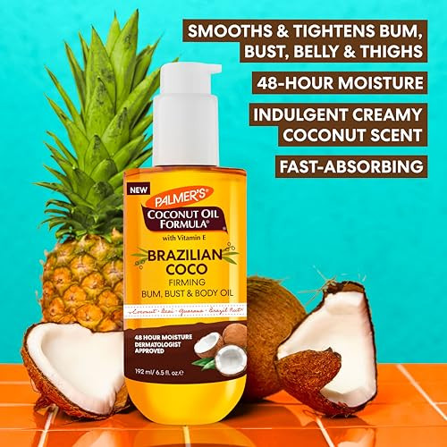 Palmer'S Coconut Oil Formula Brazilian Coco Firming Body Oil With Vitamin E 6.5 Fl Oz Helps With Skin Tightening & Firming Of Bum Bust & Belly Provides 48Hr Moisture Dermatologist Approved