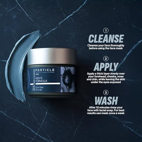Particle Mineral Face Mask For Men Hydrating And Deep Cleansing Clay With Charcoal Aloe Vera Panthenol & Dead Sea Minerals Men'S Cleanser Refreshing Weekly Skin Care Routine 3.38 Fl Oz