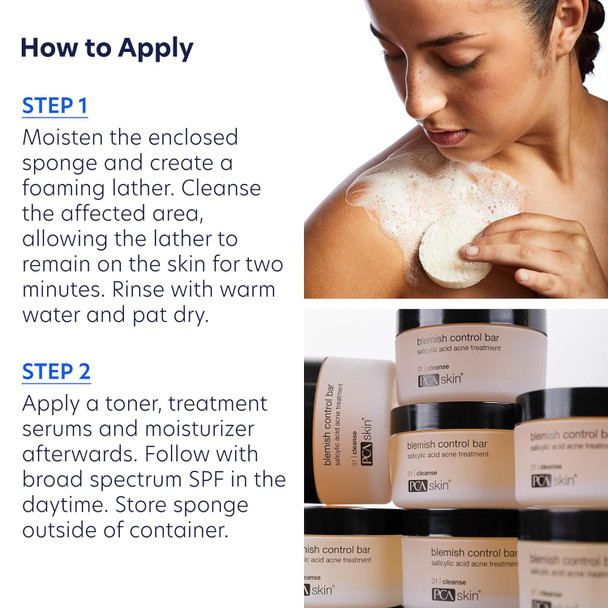Pca Skin Blemish Control Cleanser Bar - Face & Body Wash With Glycerin & 2% Salicylic Acid Treatment For Oily Combination & Acne Prone Skin (3.2 Oz)