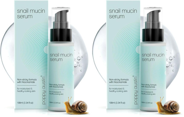 Poppy Austin 96% Snail Mucin Serum With Niacinamide Snail Serum For Face Hydrating Serum Snail Mucin Essence Face Serums For Anti Aging Serum (3.34 Fluid Ounces)