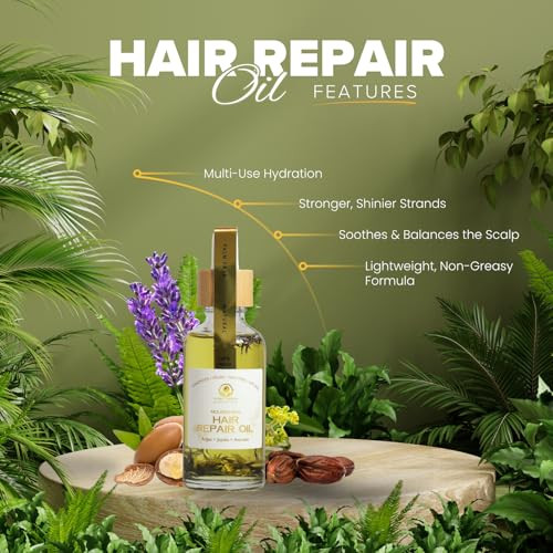 Pure Earth Essentials Hair Oil Serum For Dry Damaged Hair - Prewash Hair Oil Treatment - Strengthens Hydrates & Restores Hair Lightweight Non-Greasy & Soothes Scalp | Infused With Argan Jojoba & Avocado Oils | (50Ml)