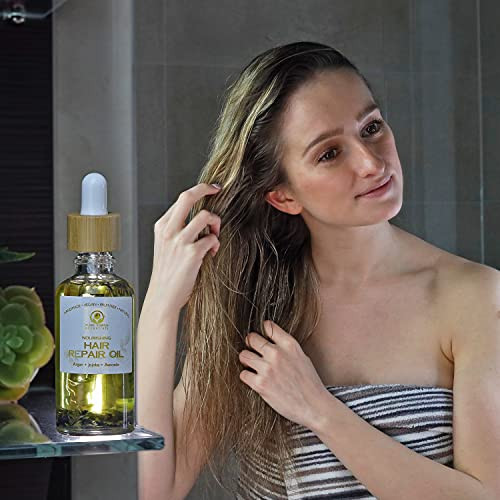 Pure Earth Essentials Hair Oil Serum For Dry Damaged Hair - Prewash Hair Oil Treatment - Strengthens Hydrates & Restores Hair Lightweight Non-Greasy & Soothes Scalp | Infused With Argan Jojoba & Avocado Oils | (50Ml)