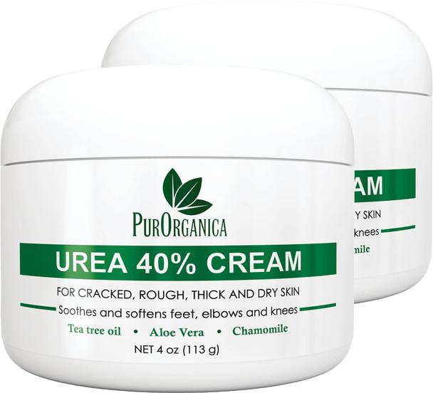 Purorganica Urea 40% Foot Cream Made In Usa Dermatologist Tested Intensive Repair For Dry Cracked Heels Corns Calluses & Rough Feet Professional Strength Exfoliating & Moisturizing Cream