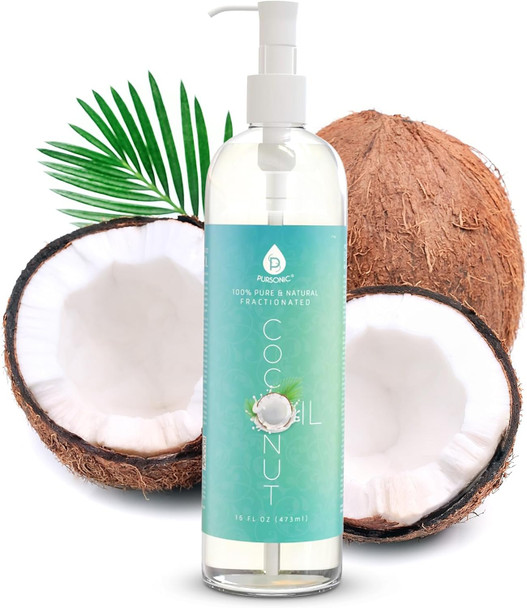 Pursonic Pure Unscented Fractionated Coconut Oil - 16 Oz Multipurpose Oil For Skin Hair Body Massage & Makeup Removal - Carrier Oil For Essential Oils And Aromatherapy