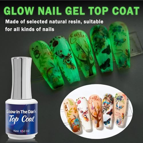 Qiufsse Glow In The Dark Gel Polish Top Coat Clear Nail Polish Top CoatLong-Lasting Luminous Nail Top Coat For Nail ArtUv Led Nail Gel PolishWith Any Color Of Nail Gel Top Coat-0.52 Fl Oz