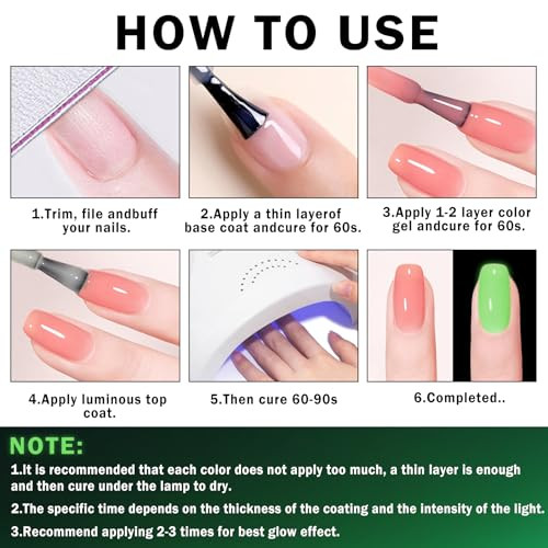 Qiufsse Glow In The Dark Gel Polish Top Coat Clear Nail Polish Top CoatLong-Lasting Luminous Nail Top Coat For Nail ArtUv Led Nail Gel PolishWith Any Color Of Nail Gel Top Coat-0.52 Fl Oz