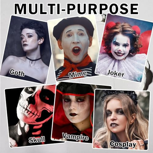 Qiufsse Black And White Face Painting Kit Professional Halloween Face PaintOil Based Face Paint Halloween Makeup Kit With 3Pcs Facepaint BrushesBody Paint For CosplayCostume And Theater