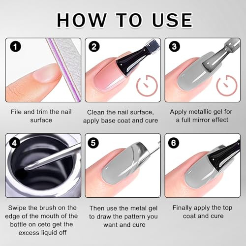 Qiufsse Silver Chrome Nail Polish8Ml Ultra Metallic Nail Polish With 2Pcs 5Ml Gel Nail Art3D Metal Gel Paint For Nails ArtEfecto Espejo Para U As For Home Salon Diy Manicure