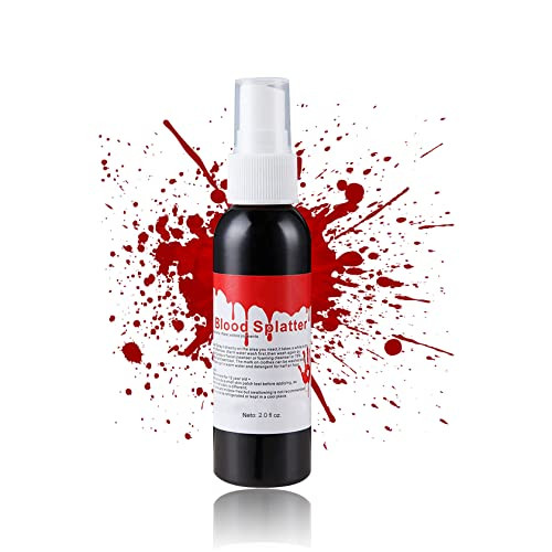 Qiufsse Fake Blood Makeup SprayBlood Splatter For Clothes And Zombie Monster Vampire Clown Costume Cosplay MakeupHalloween Sfx Fake Blood Special Effects Makeup 2.1Oz (60Ml)