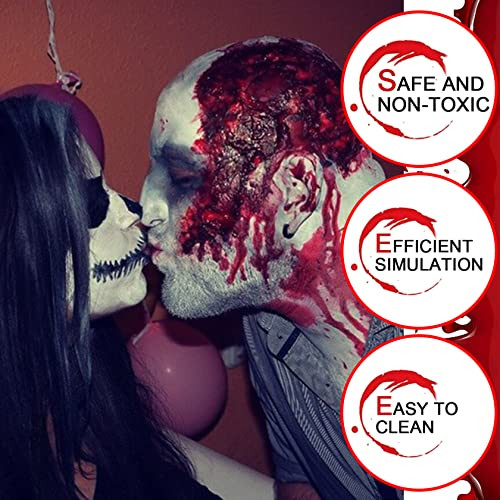 Qiufsse Fake Blood Makeup SprayBlood Splatter For Clothes And Zombie Monster Vampire Clown Costume Cosplay MakeupHalloween Sfx Fake Blood Special Effects Makeup 2.1Oz (60Ml)
